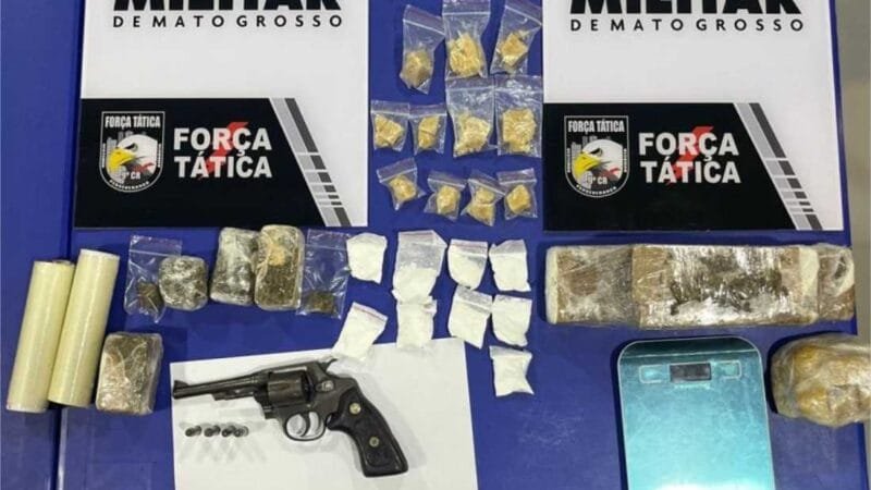 Força Tática apreende arma, munições e diversas porções de entorpecentes
