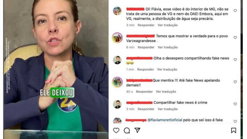 Flávia Moretti posta fake news e apaga após comentários