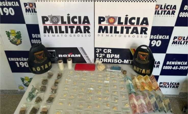 Rotam prende homem com porções de maconha e pasta base de cocaína em Sorriso