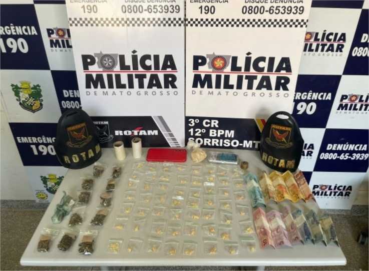 Rotam prende homem com porções de maconha e pasta base de cocaína em Sorriso