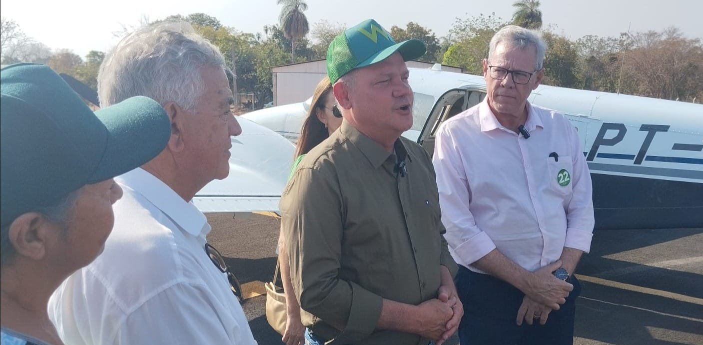 Wellington Fagundes enfatiza pouso no “aeroporto construído por Cebola” em visita a Nova Xavantina
