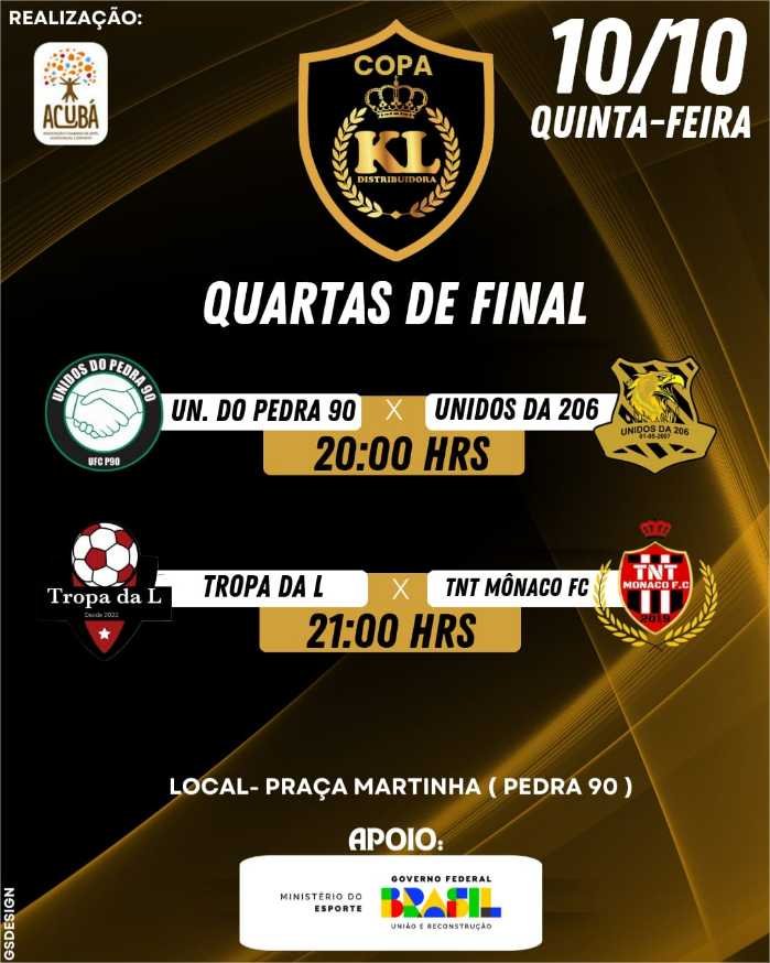 Tem jogos da Copa Kl Distribuidora nesta quinta-feira (10)