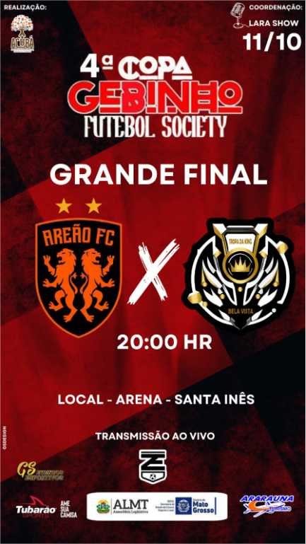 Grande final da 4ª Copa Gebinho Futebol Society é nesta sexta (11)