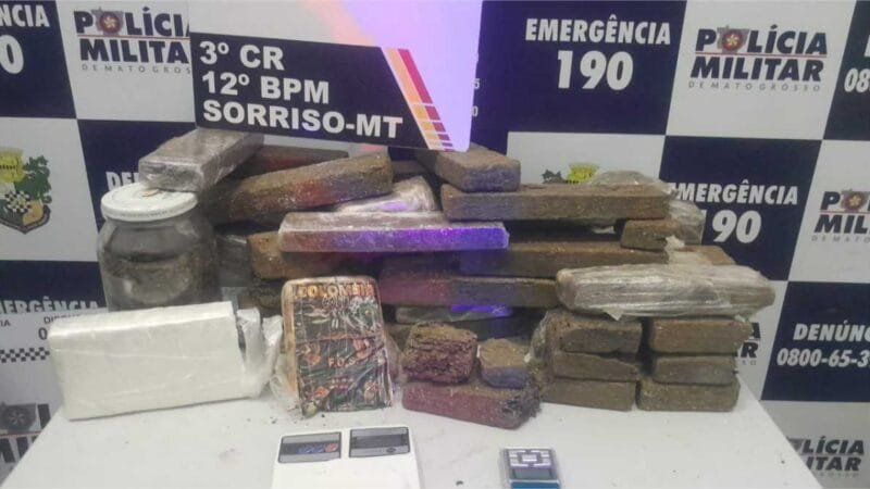 PM prende homem por tráfico e apreende 33 quilos de entorpecentes em Sorriso
