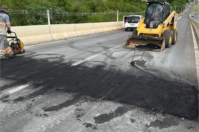 Secretaria de Obras concluiu manutenção em trecho da pavimentação do viaduto Juca do Guaraná