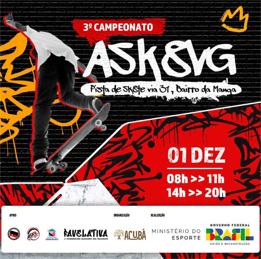 Associação Cuiabana organiza 3° Campeonato de skate ASK8VG no bairro da Manga, em Várzea Grande