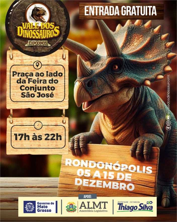 Rondonópolis recebe a exposição “Vale dos Dinossauros” em dezembro