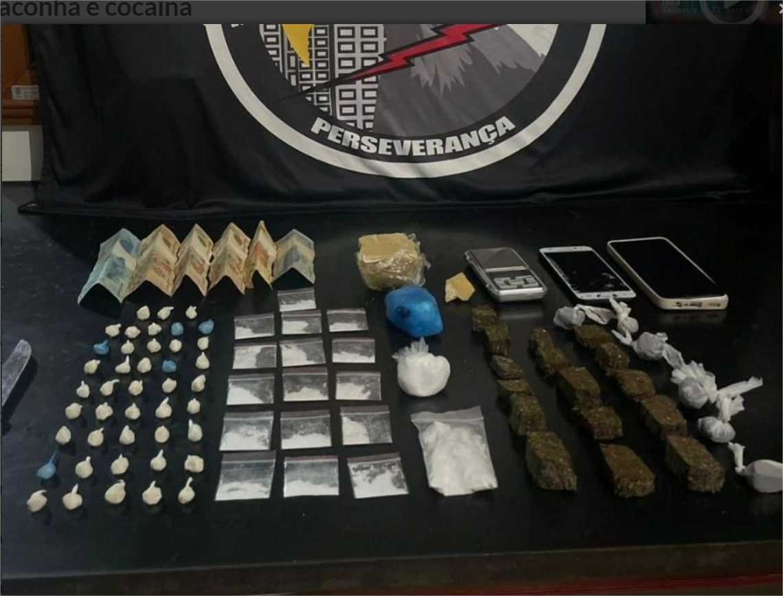 Membro de facção criminosa é preso com 64 porções de maconha e cocaína