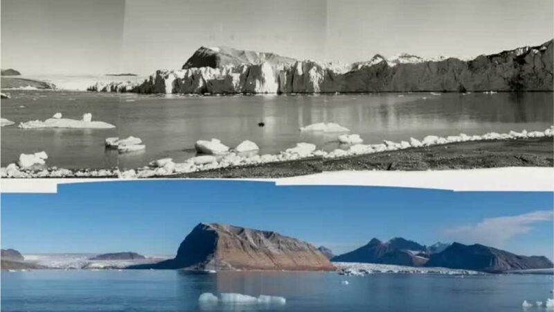 Fotos tiradas com 6 décadas de diferença mostram geleira derretendo no Ártico