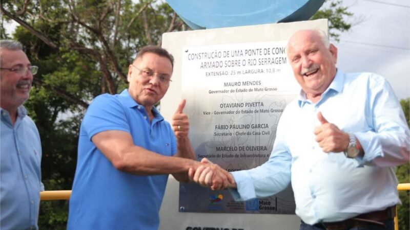 Botelho entrega pontes e creche em Nobres como governador em exercício