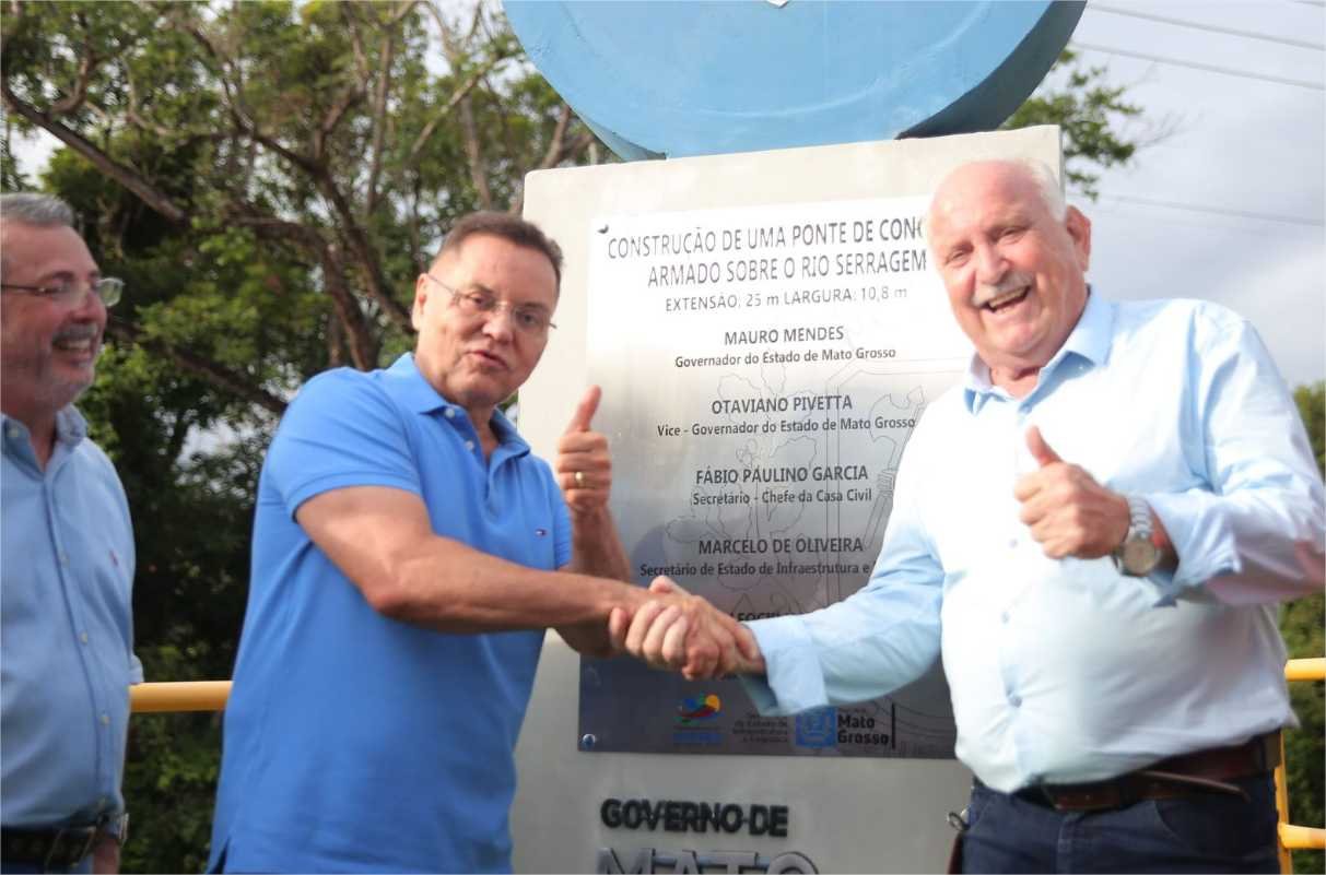 Botelho entrega pontes e creche em Nobres como governador em exercício