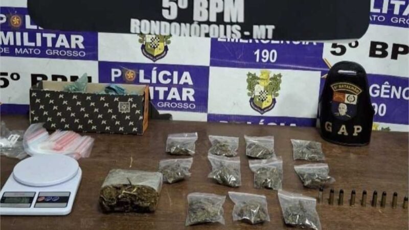 Polícia Militar prende dois membros de facção com porções de drogas e munições