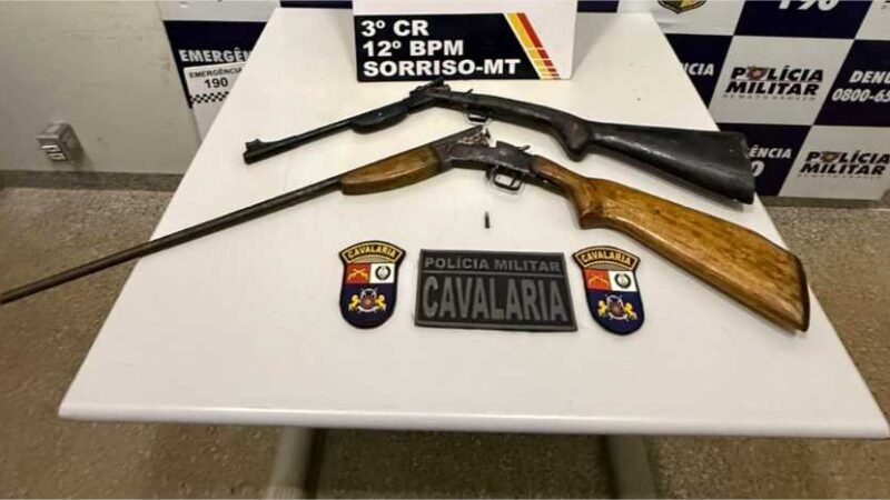 Cavalaria da PM prende homem por ameaçar cunhado de morte e apreende armas de fogo