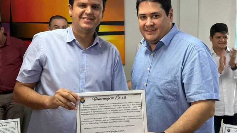 Thiago Silva é homenageado pelo Consórcio de Saúde com trabalho em prol do Programa Mais MT Cirurgias