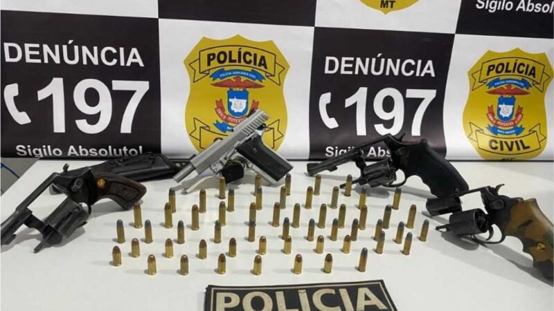 Polícia Civil prende integrantes de facções criminosas flagrados com armas e munições em Barra do Bugres