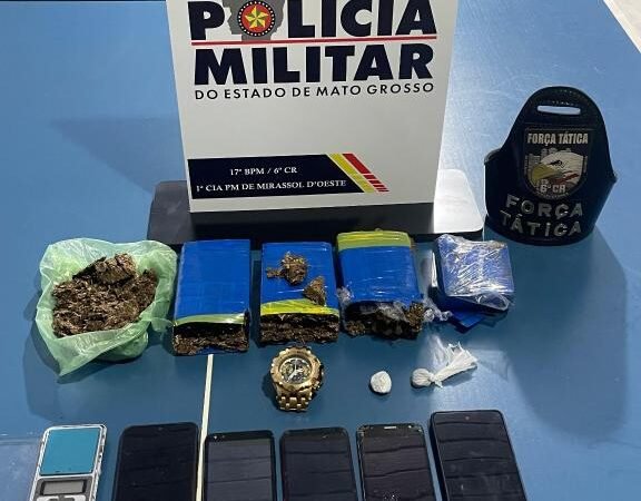 Força Tática apreende drogas e prende dois homens por tráfico em Mirassol d’Oeste