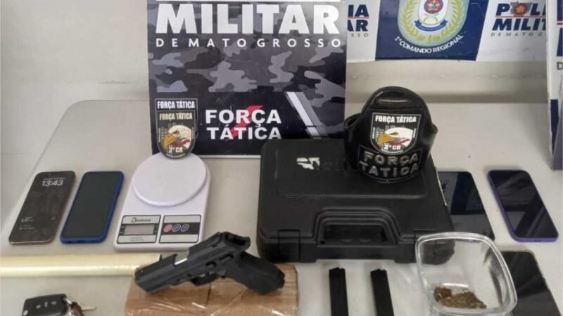 Força Tática prende quatro homens por porte ilegal de arma e tráfico de drogas