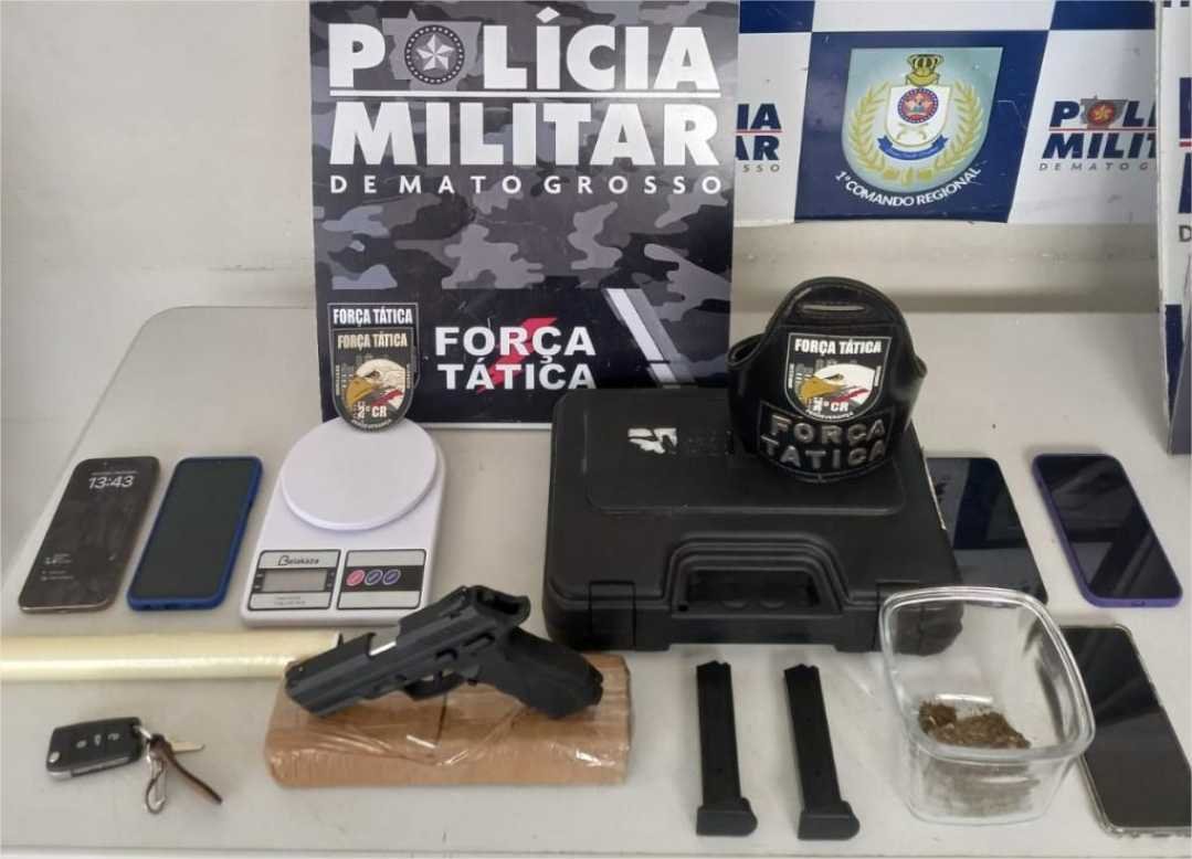 Força Tática prende quatro homens por porte ilegal de arma e tráfico de drogas