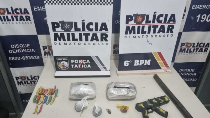 Polícia Militar apreende menor integrante de facção com drogas e arma de brinquedo em Cáceres