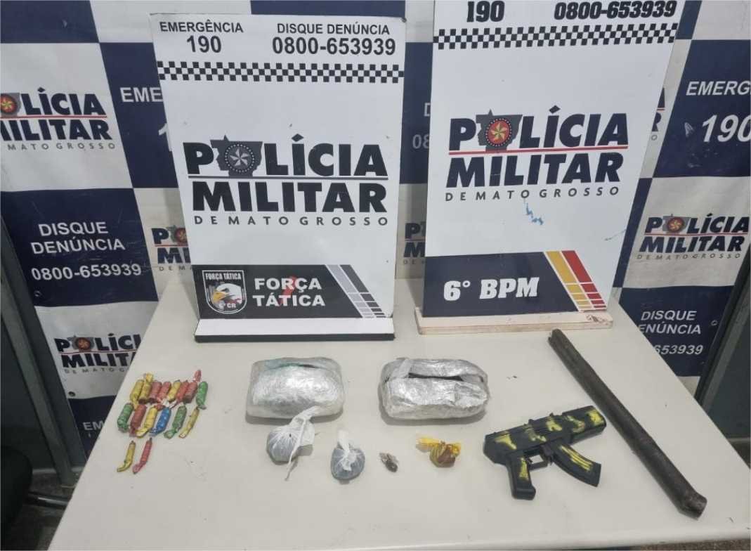 Polícia Militar apreende menor integrante de facção com drogas e arma de brinquedo em Cáceres