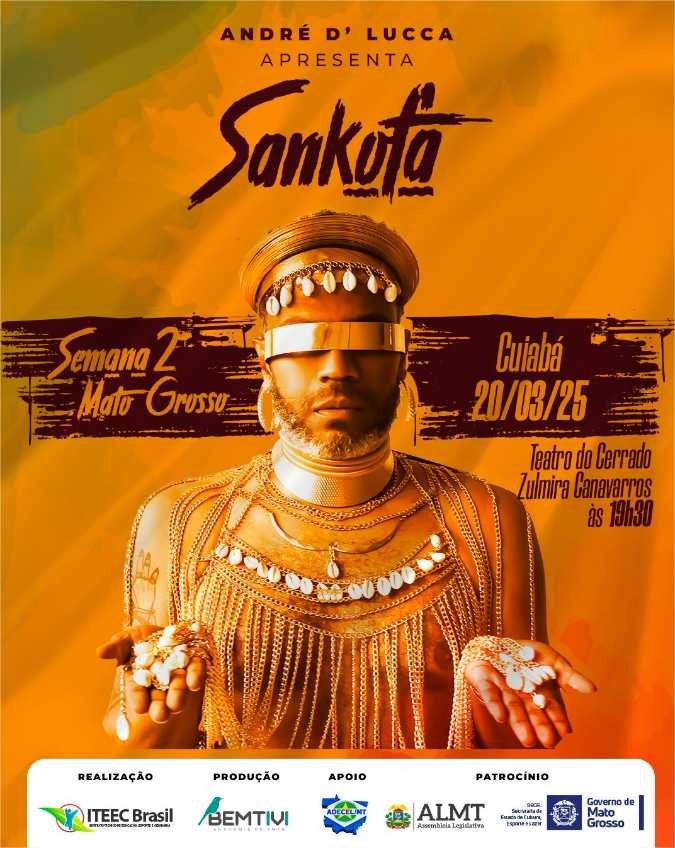 André D’Lucca apresenta Sankofa com entrada gratuita no Teatro Zulmira