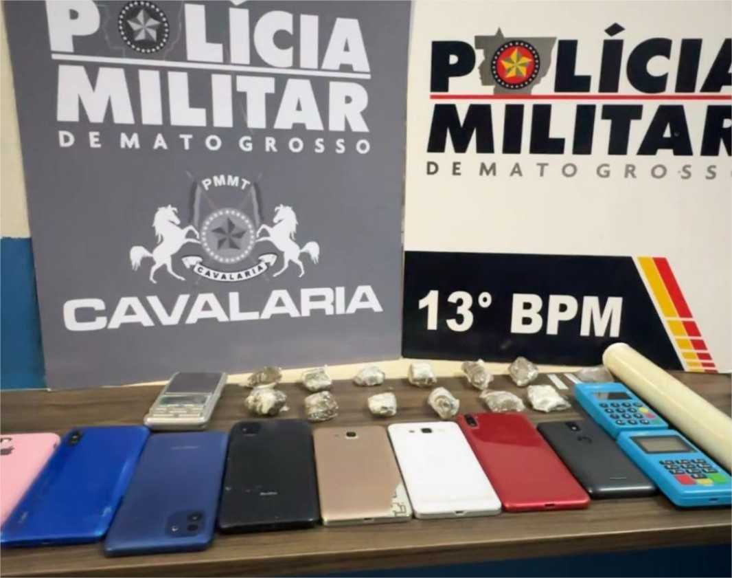 Cavalaria da PM prende dupla por tráfico de drogas e apreende oito celulares
