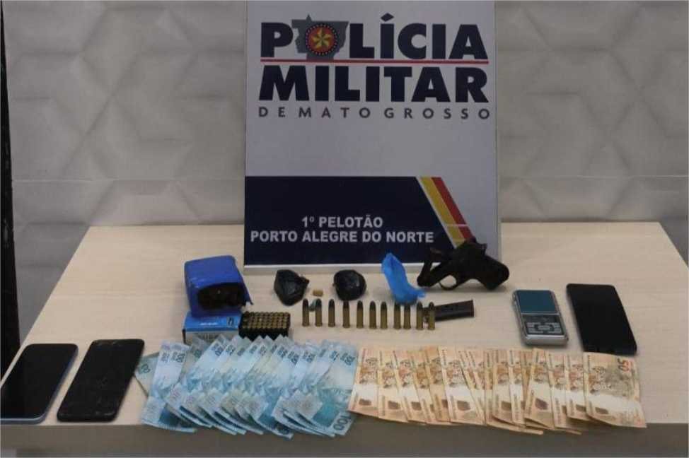 PM prende homem com porções de drogas, pistola e munições em Porto Alegre do Norte