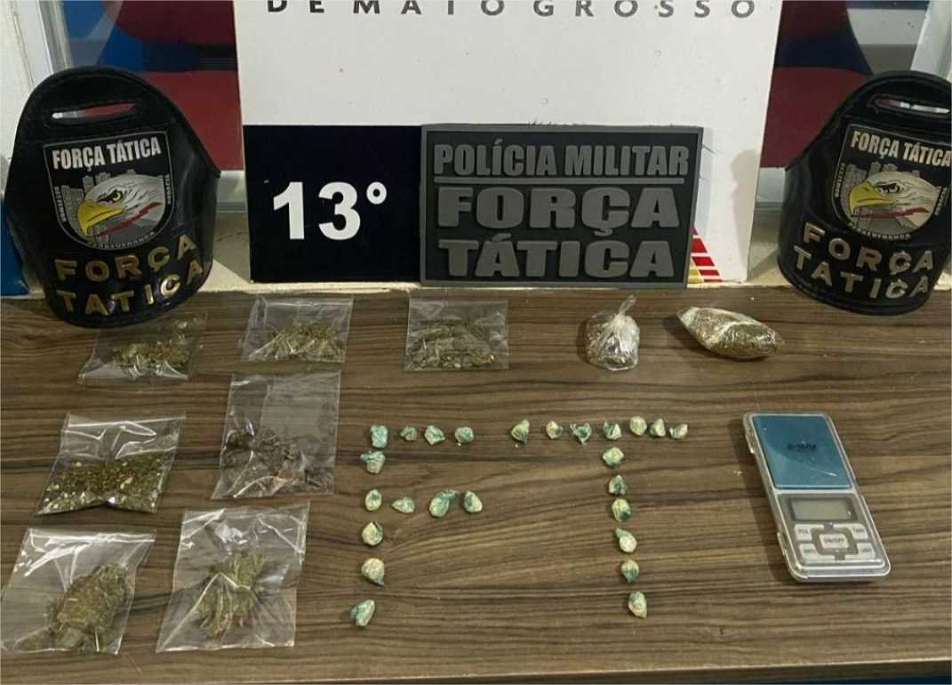 Força Tática prende homem com porções de maconha e pasta base em Lucas do Rio Verde