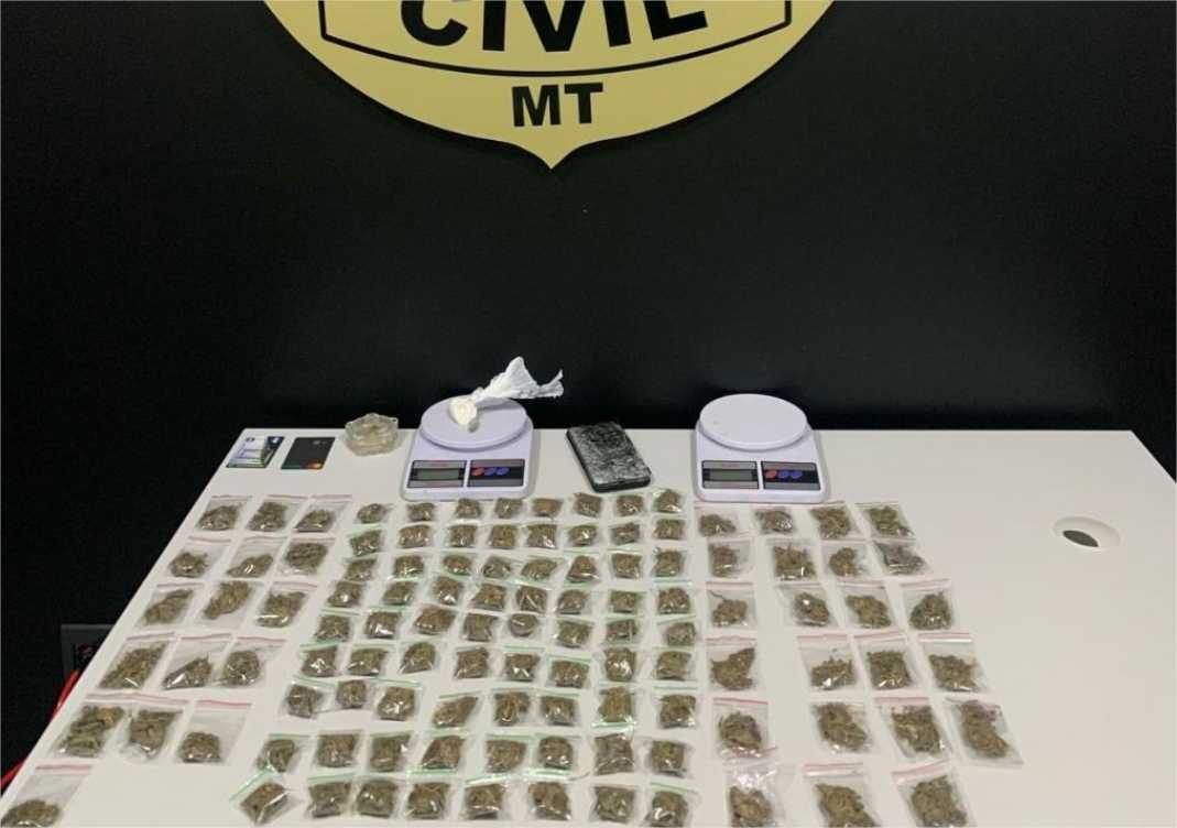 Jovem é presa e adolescente é apreendido por envolvimento com comércio de drogas em Juína