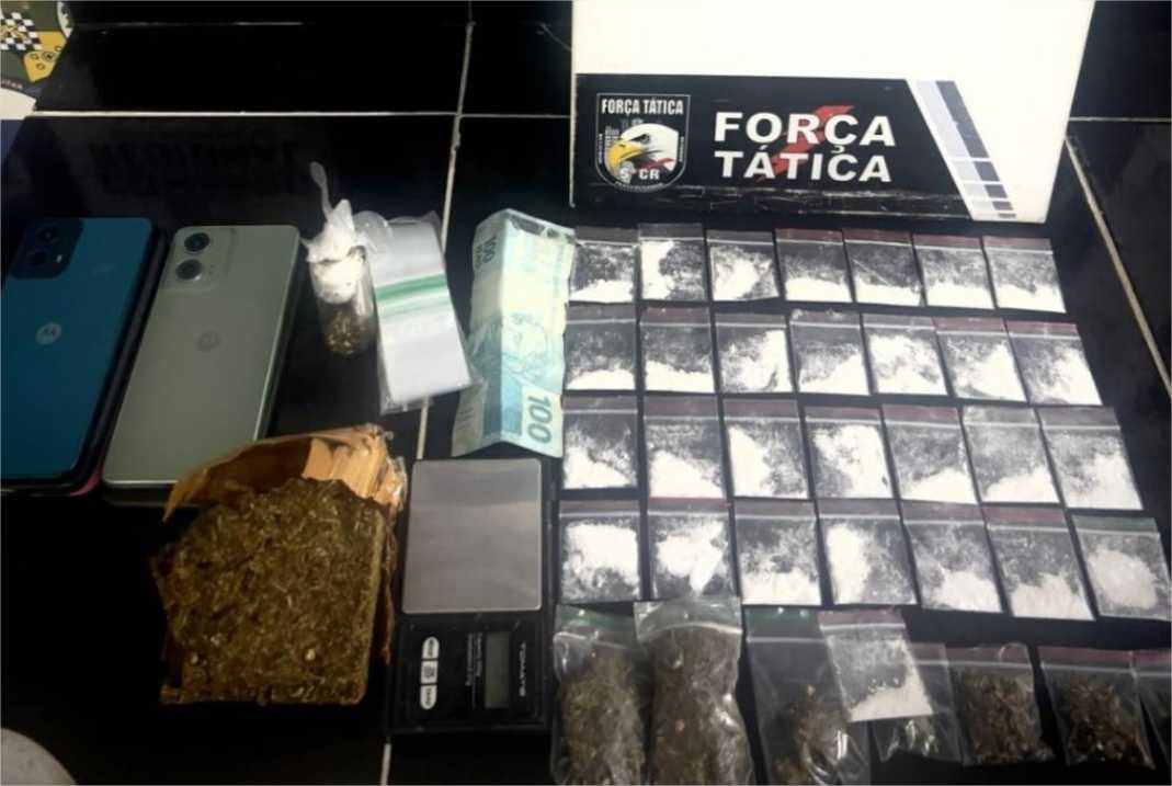 Força Tática prende quadrilha por tráfico de drogas, apreende maconha e pasta base de cocaína