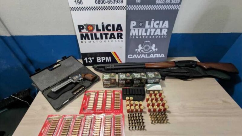 Cavalaria da PM prende homem por ameaça, apreende armas e 211 munições