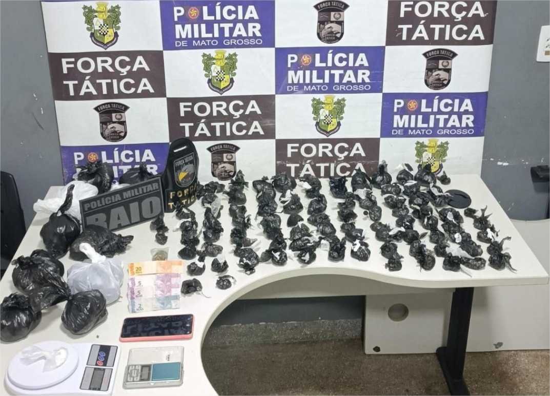 Homem é preso pela Polícia Militar com 226 porções de maconha