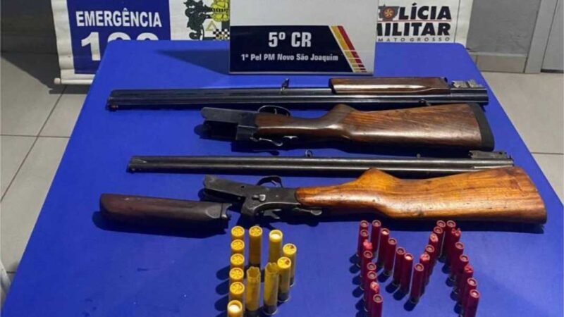 PM prende dois homens com espingarda, munições e 34 quilos de carne de animais silvestres