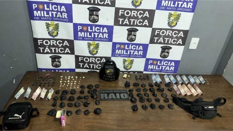 Força Tática e Raio apreendem 132 porções de drogas e prendem dupla por tráfico em Rondonópolis