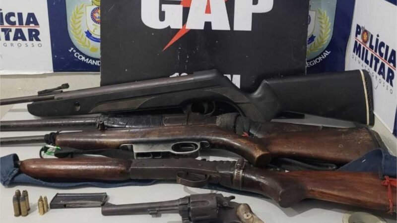 Faccionado que ameaçava moradores é preso pela PM com armas de fogo em Santo Antônio do Leverger