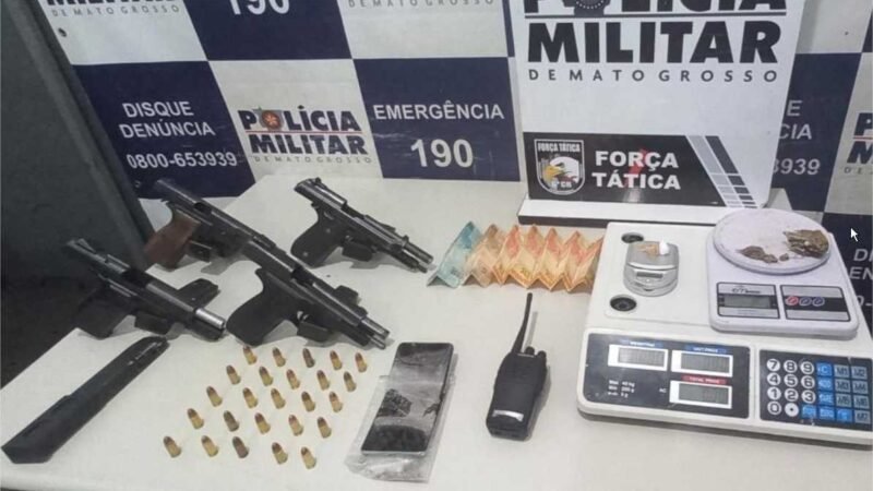 Força Tática prende faccionado com quatro armas de fogo, carregadores e munições em Cáceres