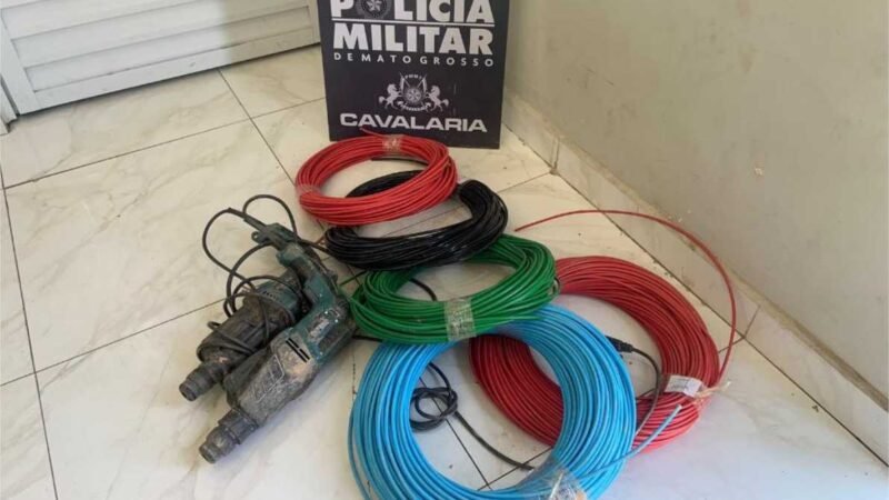 Cavalaria da PM recupera fiações e prende suspeito de furto no Parque Novo Mato Grosso