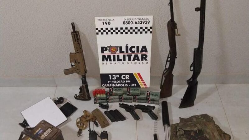 Polícia Militar prende faccionados com fuzil, espingarda, pistolas e mais de 300 munições