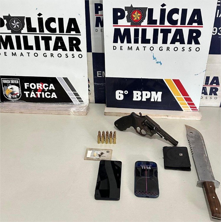 Polícia Militar prende dois faccionados e apreende revólver furtado de empresa em Cáceres