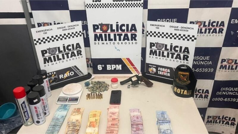 Polícia Militar conduz seis faccionados e apreende drogas e arma de fogo em Cáceres