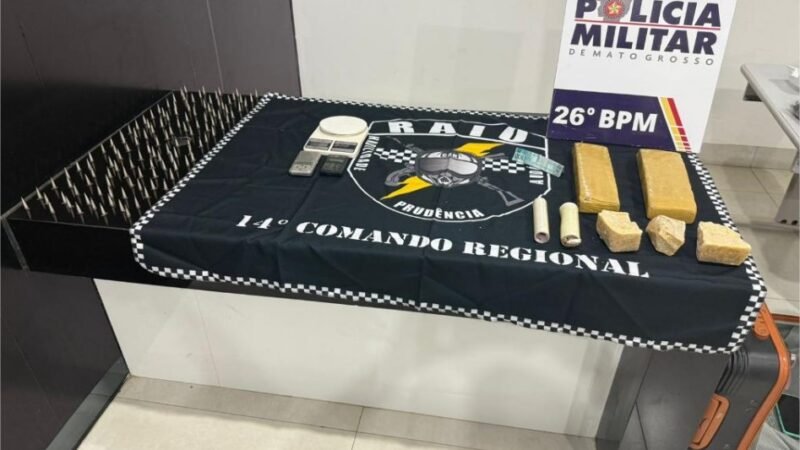 Companhia Raio prende homem com tabletes e porções de drogas em Nova Mutum