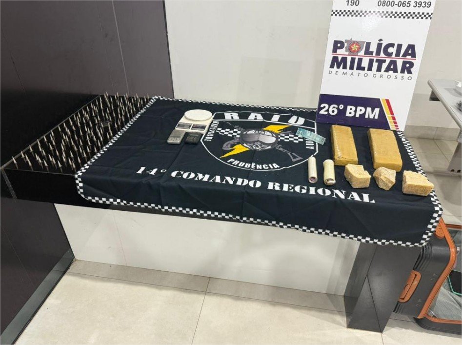 Companhia Raio prende homem com tabletes e porções de drogas em Nova Mutum