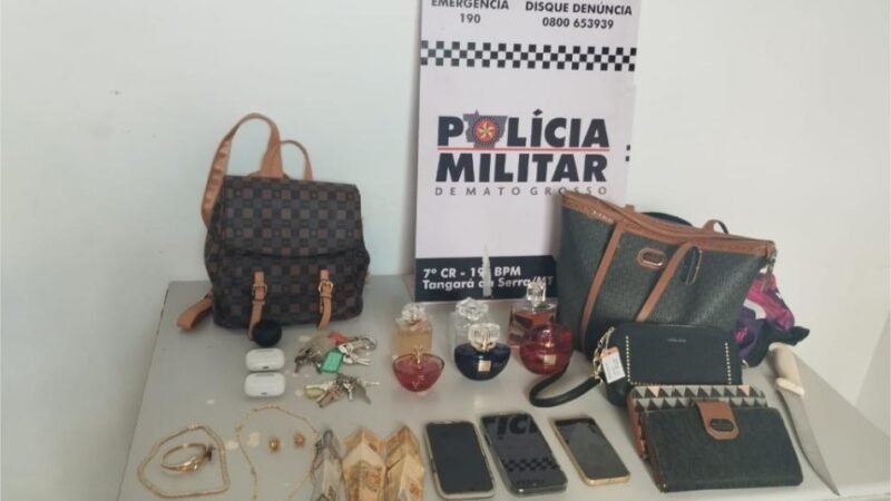 Três suspeitos são detidos pela Polícia Militar após roubo a residência em Tangará da Serra