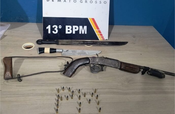 Polícia Militar prende homem por violência doméstica, porte ilegal de arma e ameaça