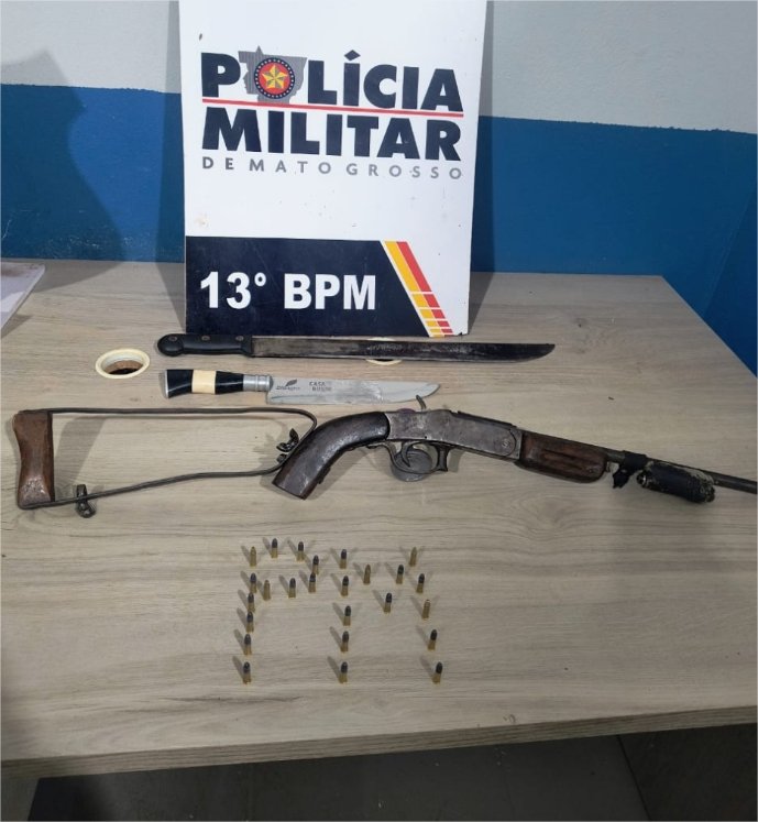 Polícia Militar prende homem por violência doméstica, porte ilegal de arma e ameaça