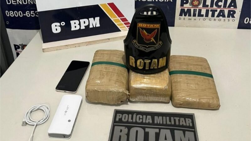 Rotam prende homem faccionado com três tabletes de maconha em Cáceres