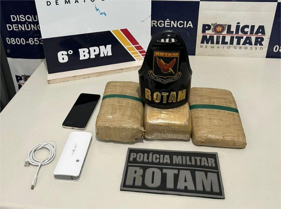 Rotam prende homem faccionado com três tabletes de maconha em Cáceres