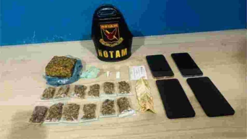 Polícia Militar prende casal e apreende adolescente suspeitos por tráfico de drogas