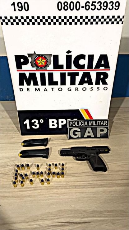 PM prende homem por porte ilegal de arma de fogo em Lucas do Rio Verde
