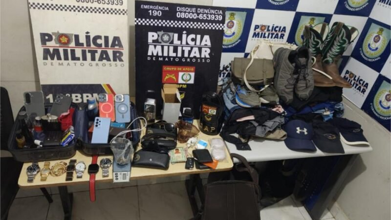 Polícia Militar prende três suspeitos por furto a residências no interior de MT e recupera veículo
